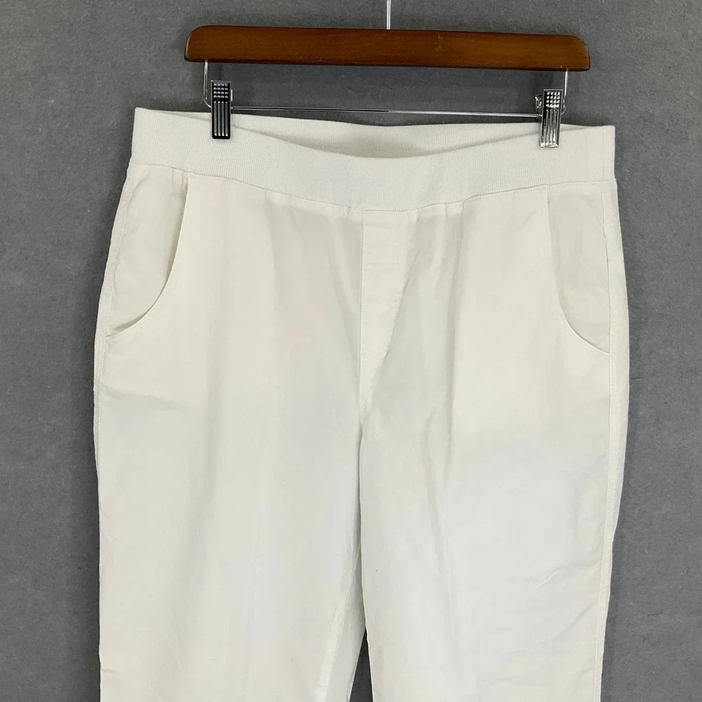 Chicos Women's‎ White Pants Size 2 (US L) Cropped Eyelet Details Vacation Cruise - Picture 4 of 13
